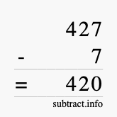 Calculate 427 minus 7 using long subtraction Calculate 427 minus 7 using long subtraction