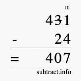 Calculate 431 minus 24 using long subtraction