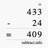 Calculate 433 minus 24 using long subtraction
