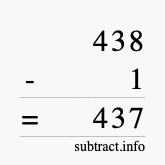 Calculate 438 minus 1 using long subtraction