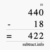 Calculate 440 minus 18 using long subtraction Calculate 440 minus 18 using long subtraction