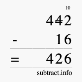 Calculate 442 minus 16 using long subtraction Calculate 442 minus 16 using long subtraction