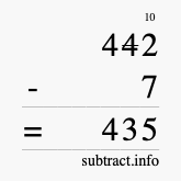 Calculate 442 minus 7 using long subtraction Calculate 442 minus 7 using long subtraction