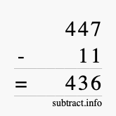 Calculate 447 minus 11 using long subtraction