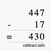 Calculate 447 minus 17 using long subtraction