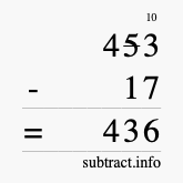 Calculate 453 minus 17 using long subtraction