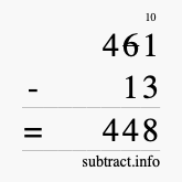 Calculate 461 minus 13 using long subtraction
