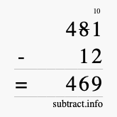 Calculate 481 minus 12 using long subtraction
