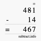 Calculate 481 minus 14 using long subtraction