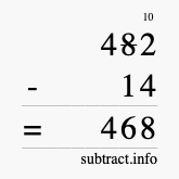 Calculate 482 minus 14 using long subtraction