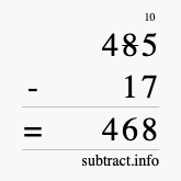 Calculate 485 minus 17 using long subtraction