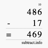 Calculate 486 minus 17 using long subtraction