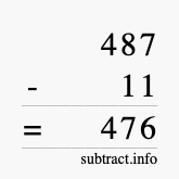 Calculate 487 minus 11 using long subtraction