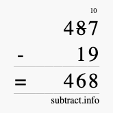 Calculate 487 minus 19 using long subtraction