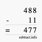Calculate 488 minus 11 using long subtraction