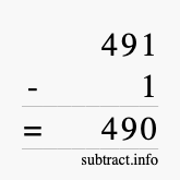 Calculate 491 minus 1 using long subtraction