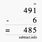 Calculate 491 minus 6 using long subtraction Calculate 491 minus 6 using long subtraction