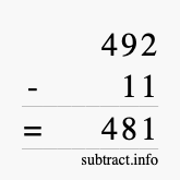 Calculate 492 minus 11 using long subtraction