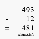 Calculate 493 minus 12 using long subtraction