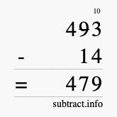 Calculate 493 minus 14 using long subtraction