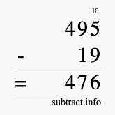 Calculate 495 minus 19 using long subtraction