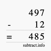 Calculate 497 minus 12 using long subtraction