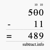 Calculate 500 minus 11 using long subtraction