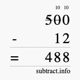 Calculate 500 minus 12 using long subtraction