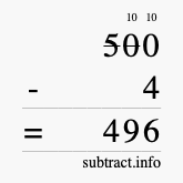 Calculate 500 minus 4 using long subtraction