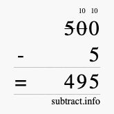 Calculate 500 minus 5 using long subtraction