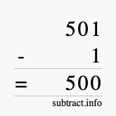 Calculate 501 minus 1 using long subtraction