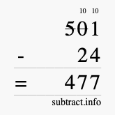 Calculate 501 minus 24 using long subtraction