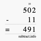 Calculate 502 minus 11 using long subtraction