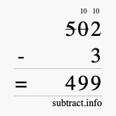 Calculate 502 minus 3 using long subtraction