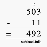 Calculate 503 minus 11 using long subtraction