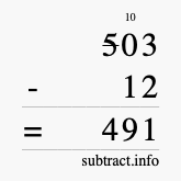 Calculate 503 minus 12 using long subtraction