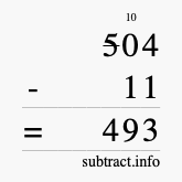 Calculate 504 minus 11 using long subtraction