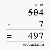 Calculate 504 minus 7 using long subtraction Calculate 504 minus 7 using long subtraction