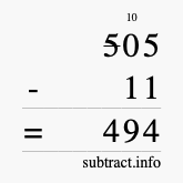 Calculate 505 minus 11 using long subtraction