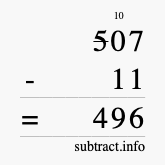 Calculate 507 minus 11 using long subtraction