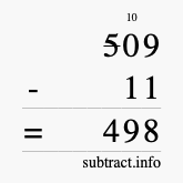 Calculate 509 minus 11 using long subtraction