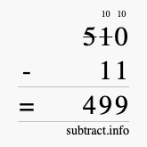 Calculate 510 minus 11 using long subtraction