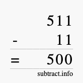 Calculate 511 minus 11 using long subtraction