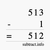 Calculate 513 minus 1 using long subtraction