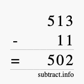 Calculate 513 minus 11 using long subtraction