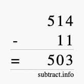 Calculate 514 minus 11 using long subtraction