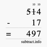 Calculate 514 minus 17 using long subtraction
