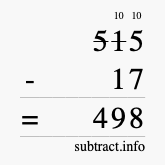 Calculate 515 minus 17 using long subtraction