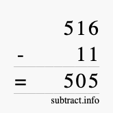 Calculate 516 minus 11 using long subtraction