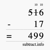Calculate 516 minus 17 using long subtraction